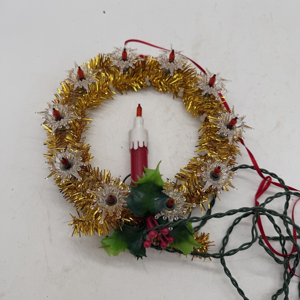 Vintage 11 Lighted Tree Topper Wreath Candle Holly Table Decor The Trimmery - #4 - Picture 2 of 6